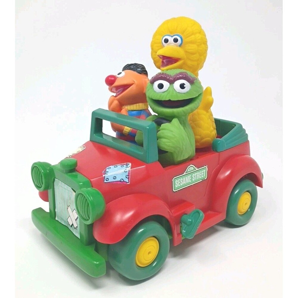 Tyco Preschool Sesame Street Big Bird Ernie & Oscar Wind Up Toy Car Tested/Works